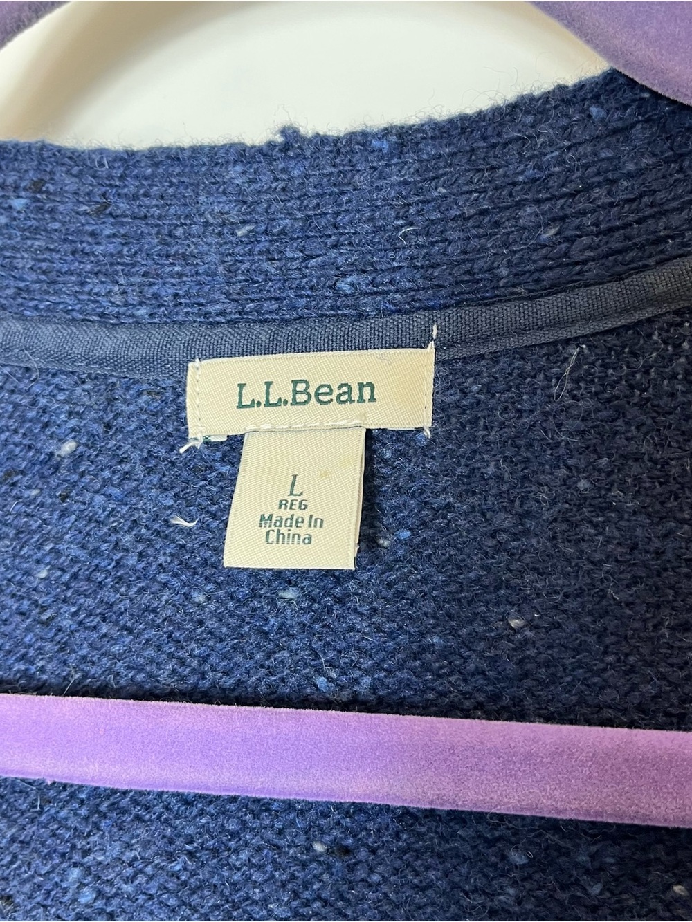 L.L. Bean Women's Navy Blue Open Front Long Cardigan Sweater Wool Blend Large - Picture 2 of 5